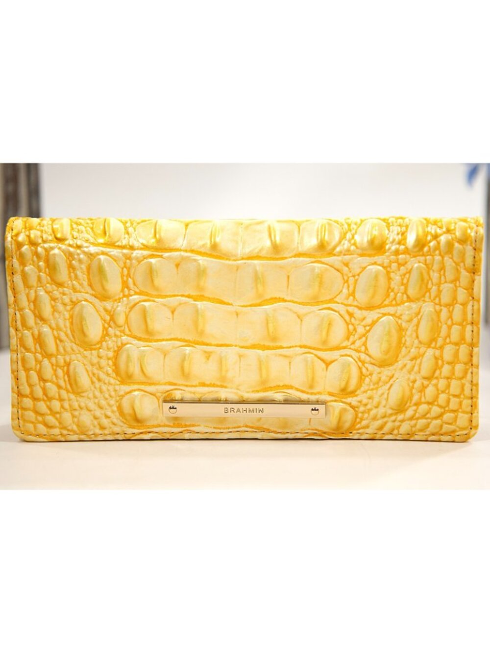 Brahmin Lemon Drop Ombre Melbourne Embossed Leather Ady Bifold Wallet NWT - Picture 2 of 5